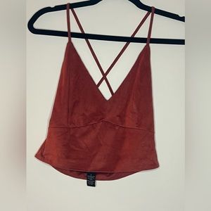 Rust/Orange low cut, open back crop top